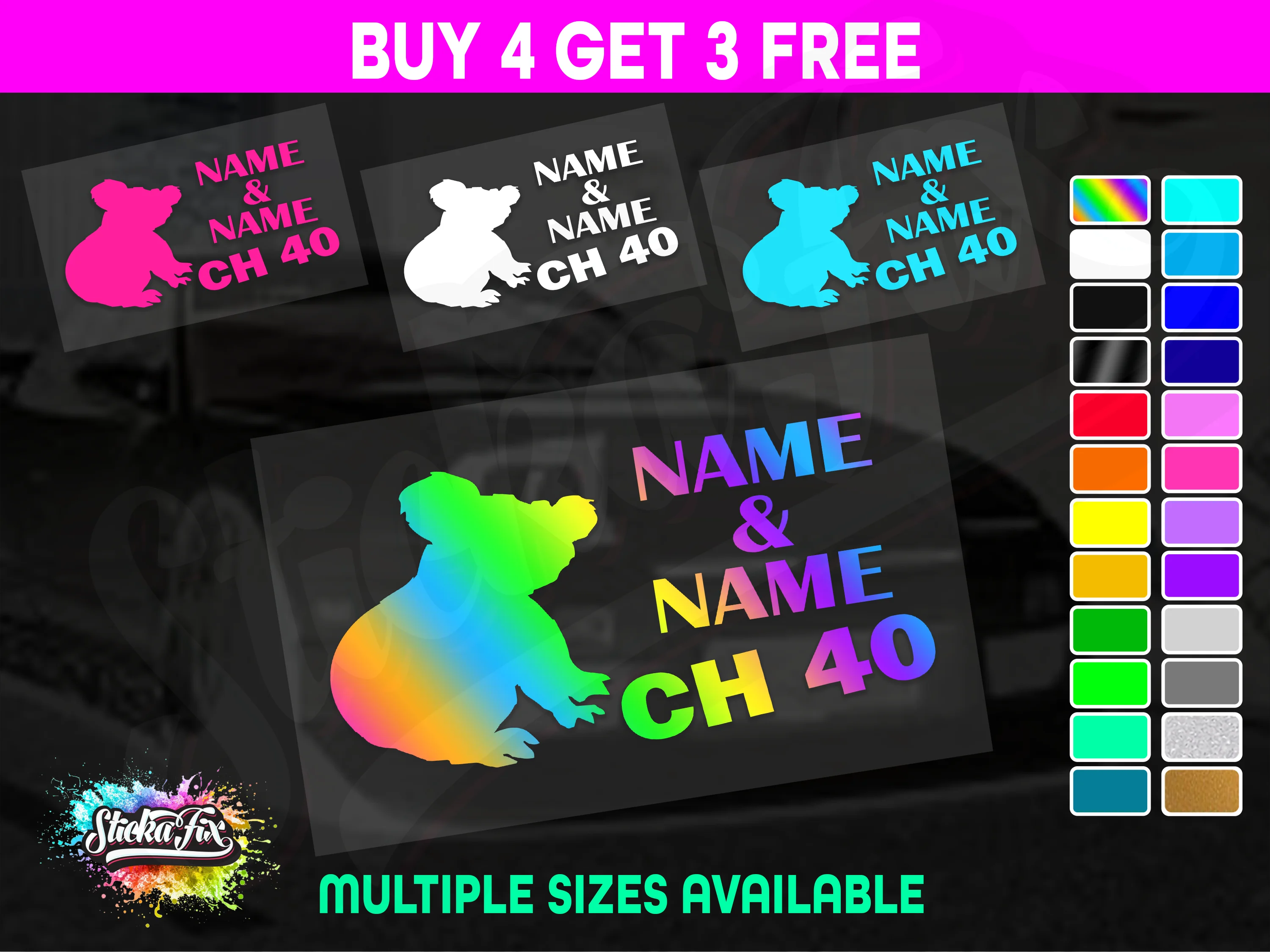 UHF 40 Sticker Your Names & Channel Number Radio Decal Caravan 4x4 4wd motorhome