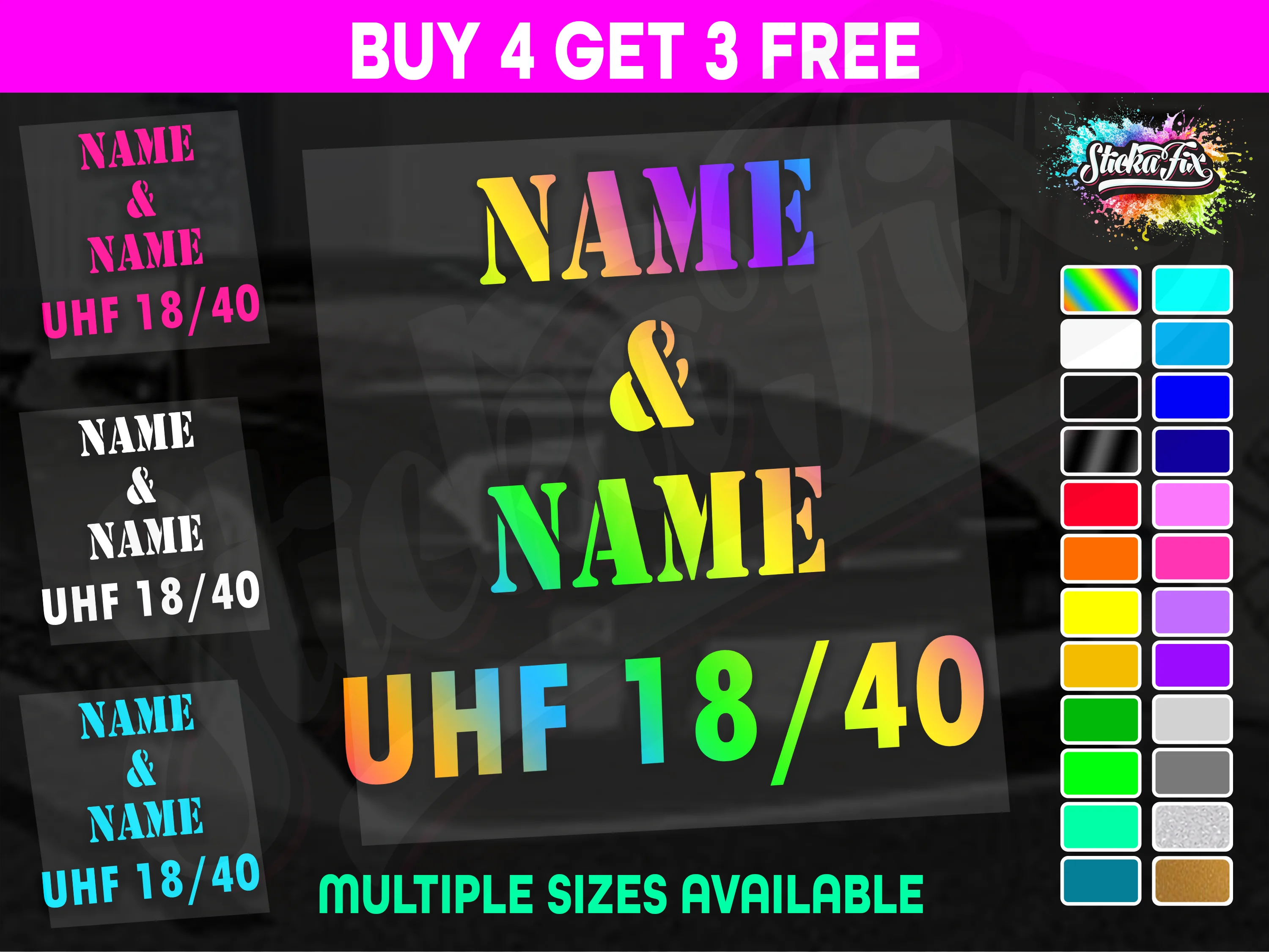 UHF 40 Sticker Your Names & Channel Number Radio Decal Caravan 4x4 4wd motorhome