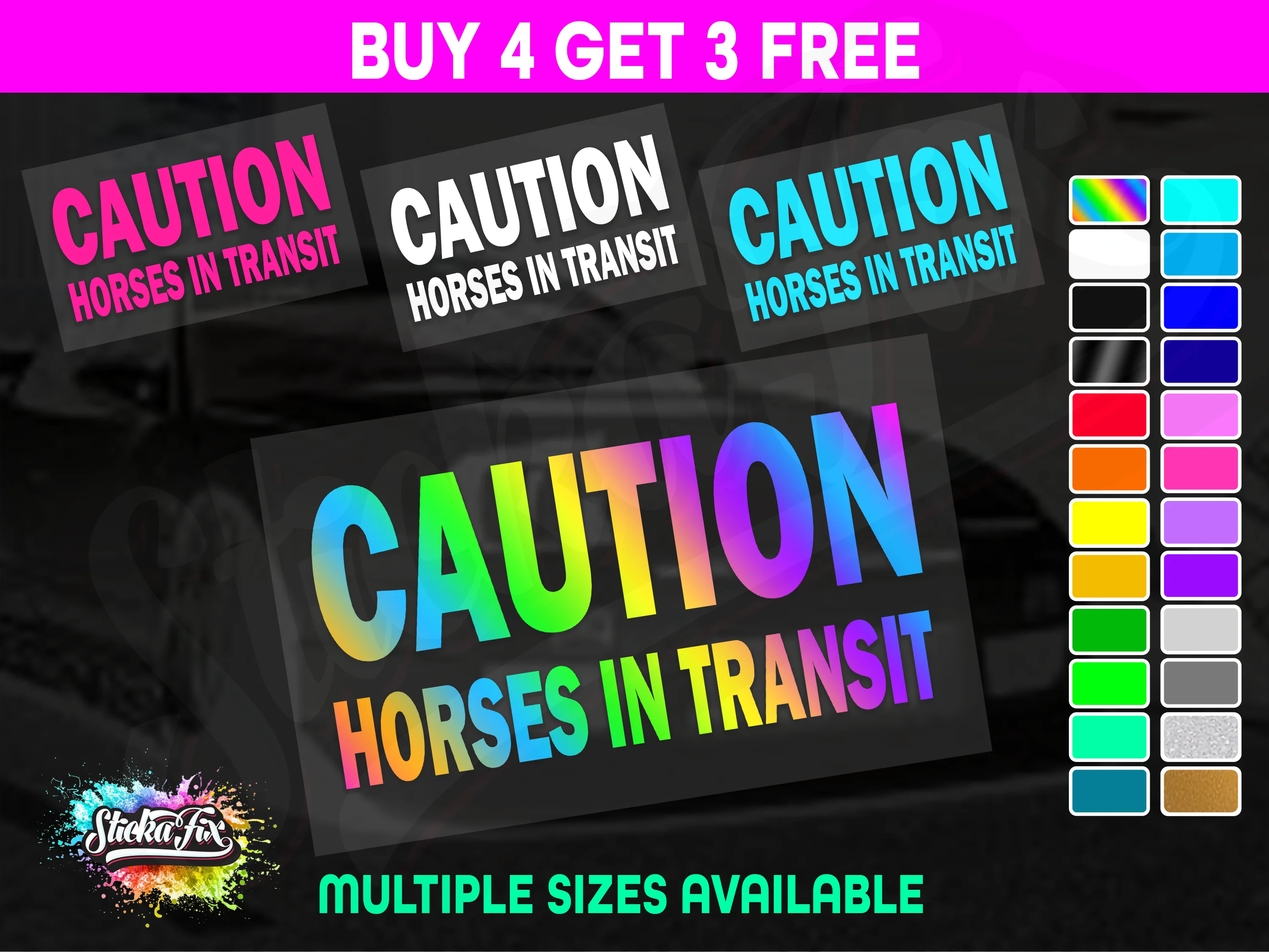 Caution Horses In Transit Bold