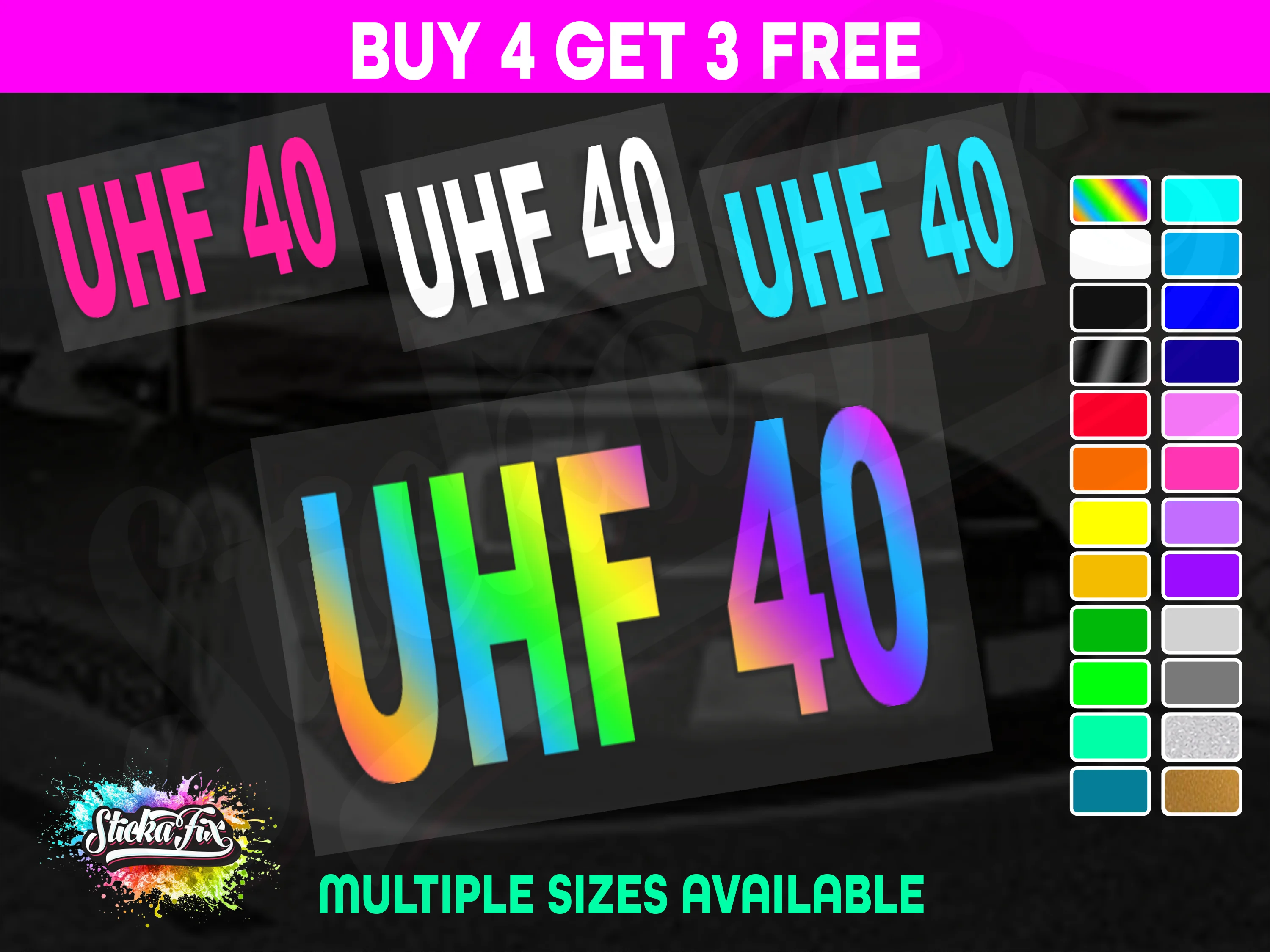 UHF 40 Sticker Your Channel Number Radio Decal Caravan 4x4 4wd motorhome