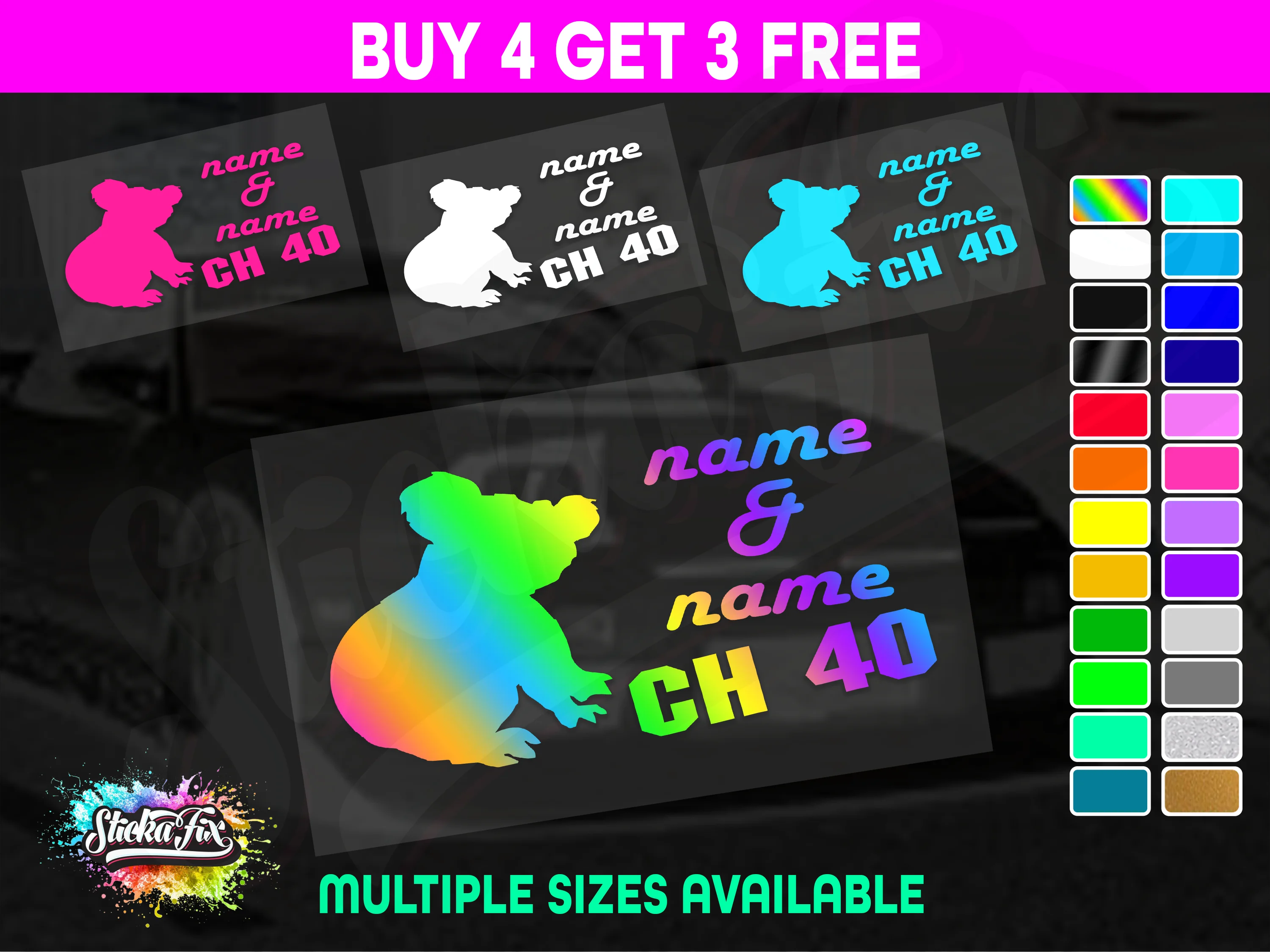 UHF 40 Sticker Your Names & Channel Number Radio Decal Caravan 4x4 4wd motorhome
