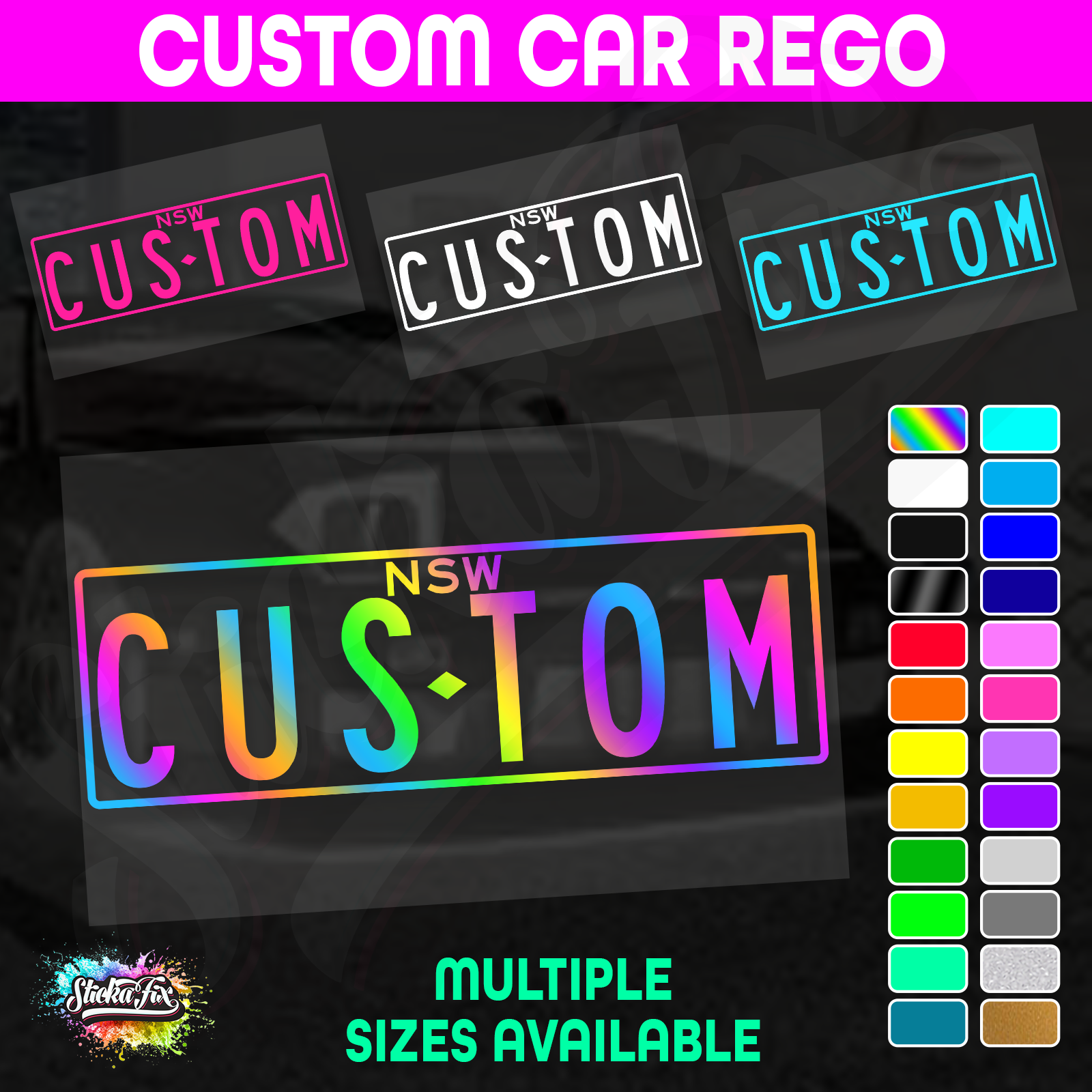Custom Rego Number Large Sizes