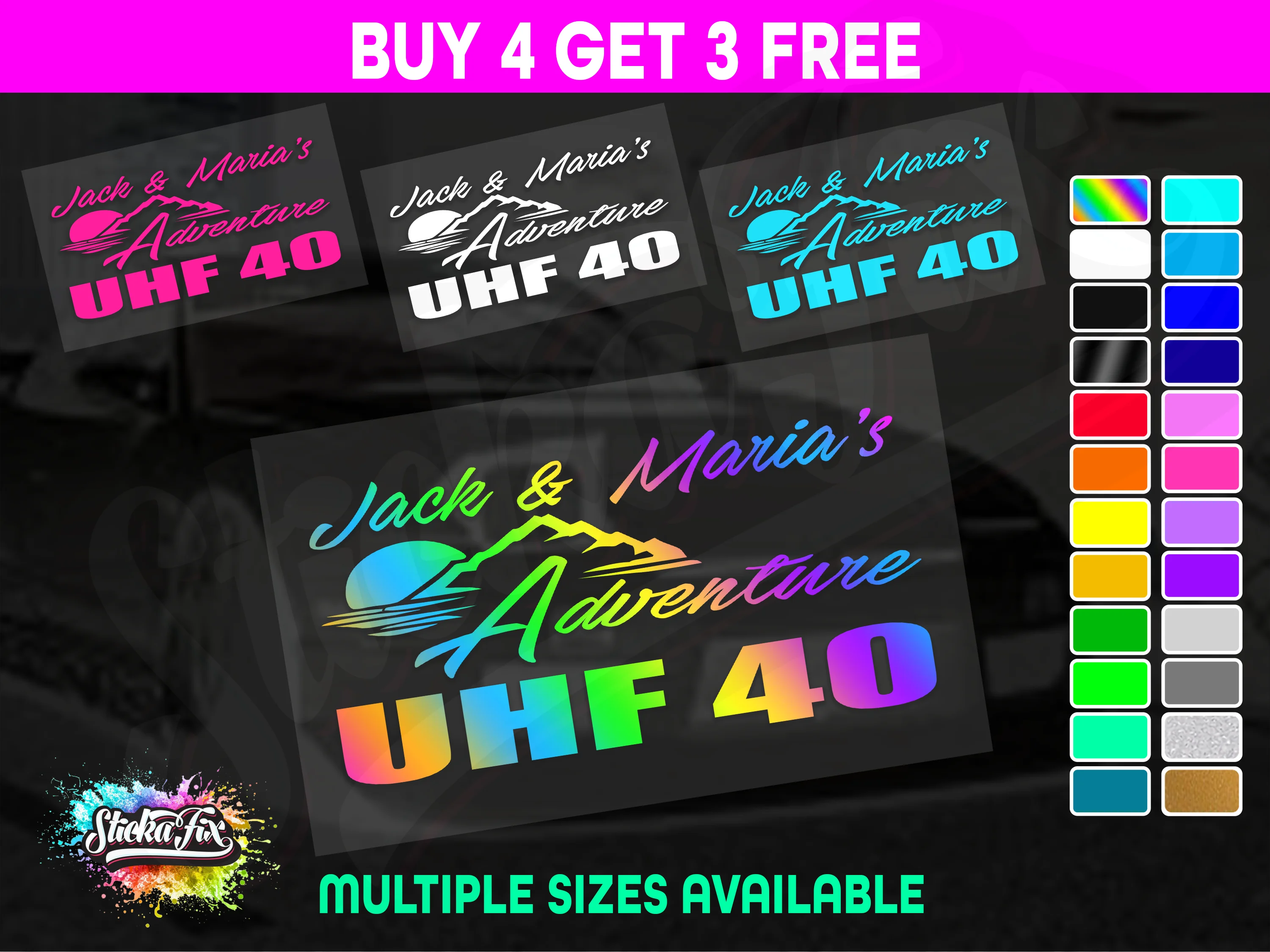 UHF 40 Sticker Your Names & Channel Number Radio Decal Caravan 4x4 4wd motorhome