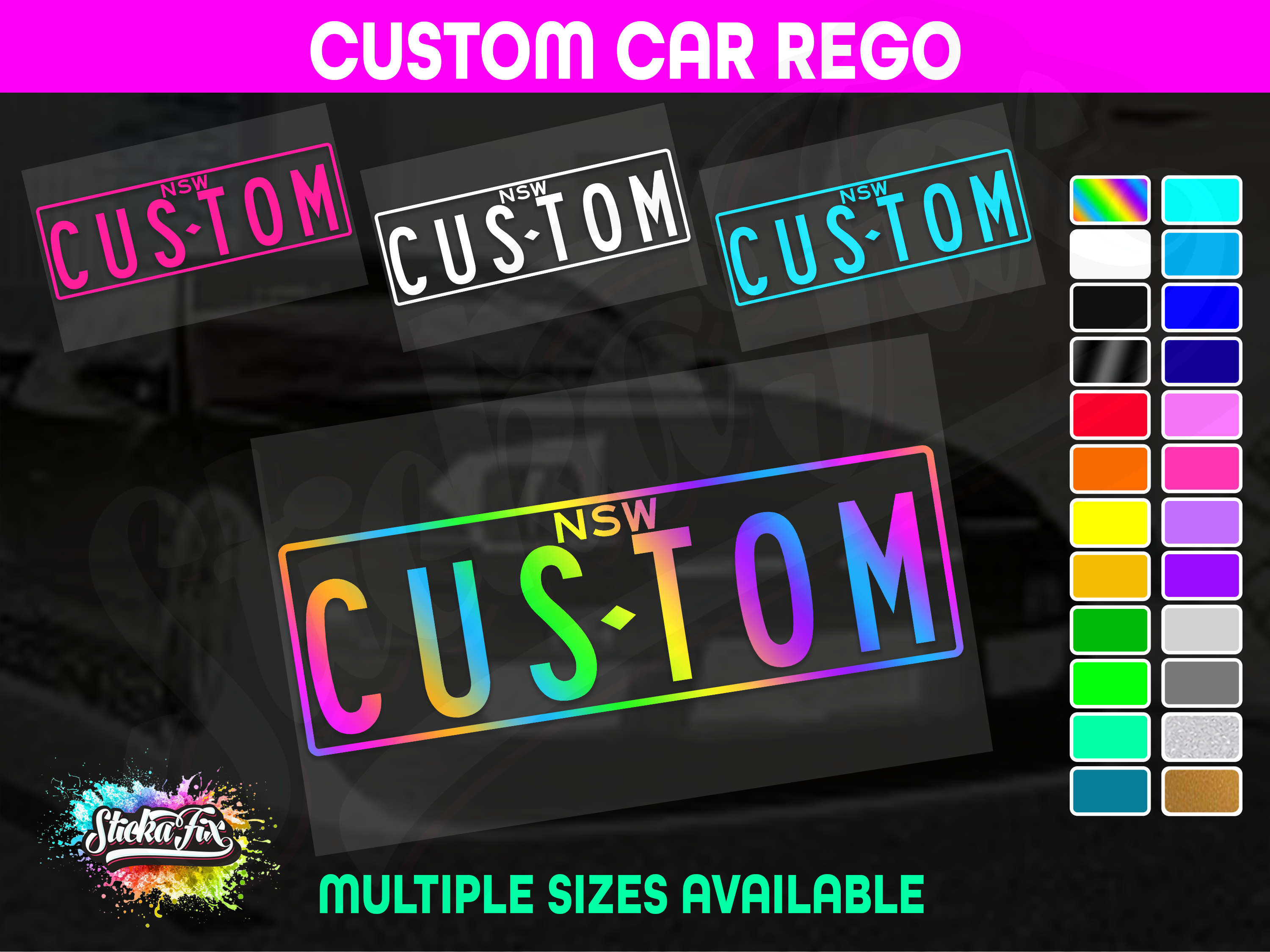 Custom Rego Number Large Sizes